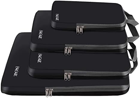 BAGAIL 4 Set/6 Set/8 Set Compression Packing Cubes Travel Accessories Expandable Packing Organizers(Black ClothPattern 4 Set)  Clothing, Shoes & JewelryRufus AIRufus AI