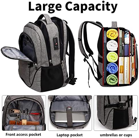 SHRRADOO Anti Theft Laptop Backpack Travel Backpacks with usb Charging Port for Women Men College Backpack Computer Bag Fits 17 Inch Laptop,Black ElectronicsRufus AIRufus AI - Image 5