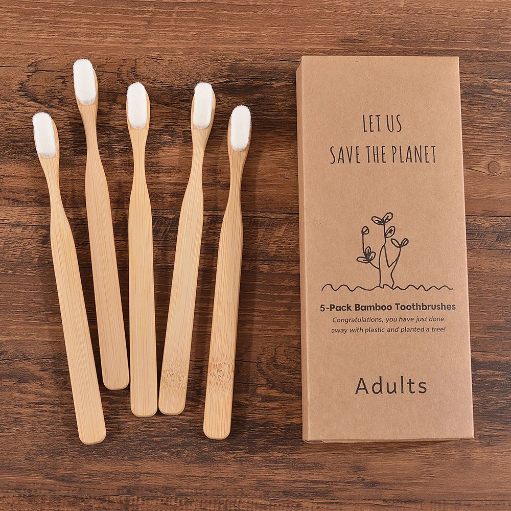 5Pcs Ultra Fine Soft Toothbrush Million Bristle Adults Bamboo Toothbrush Vegan Teeth Deep Cleaning Dental Oral Care Tooth Brush - AliExpress - Image 3