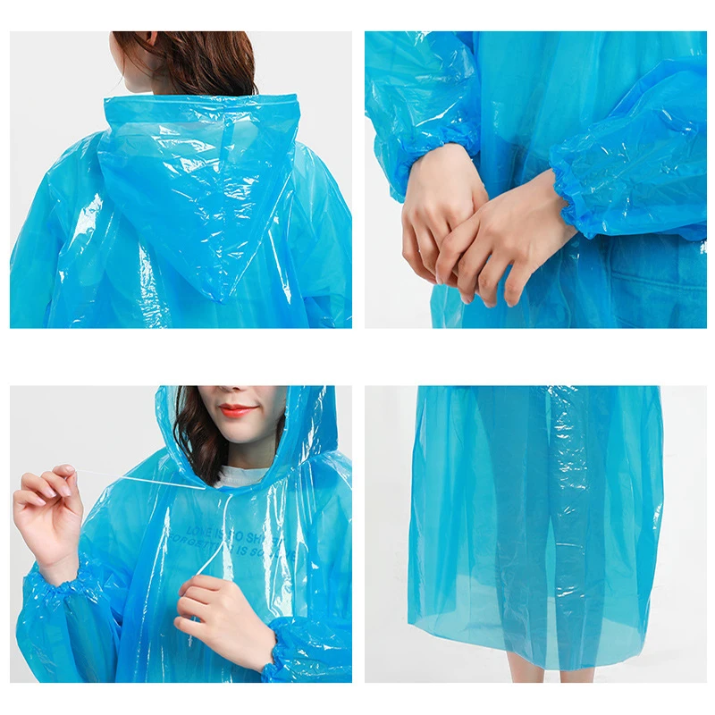 1 pcs Fashion Ms. Men's Raincoat Thicken Waterproof Adult Transparent Camping Hooded Outdoor Portable Disposable Poncho - AliExpress - Image 3