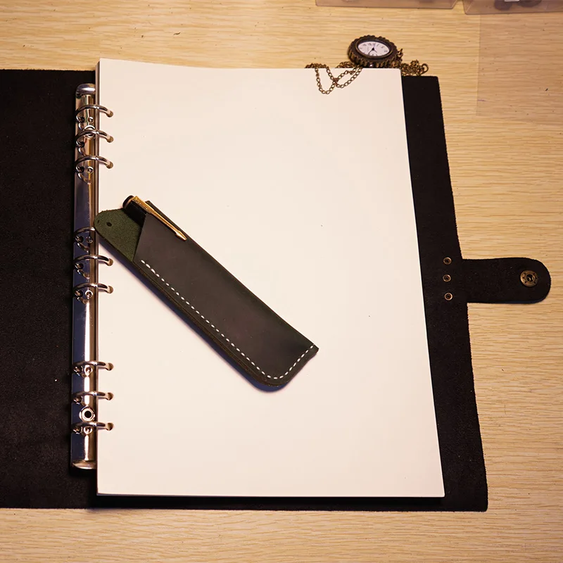 A4 Handmade notebook genuine black leather cover journal planner filler 9 holes kraft paper school supplies vintage notebook - AliExpress - Image 2