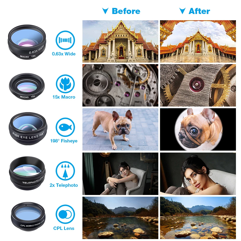 APEXEL 10 in 1 Mobile camera lenses Macro Wide Angle Phone accessories HD Multi-function mobile phone Lens For all smartphones - AliExpress - Image 3