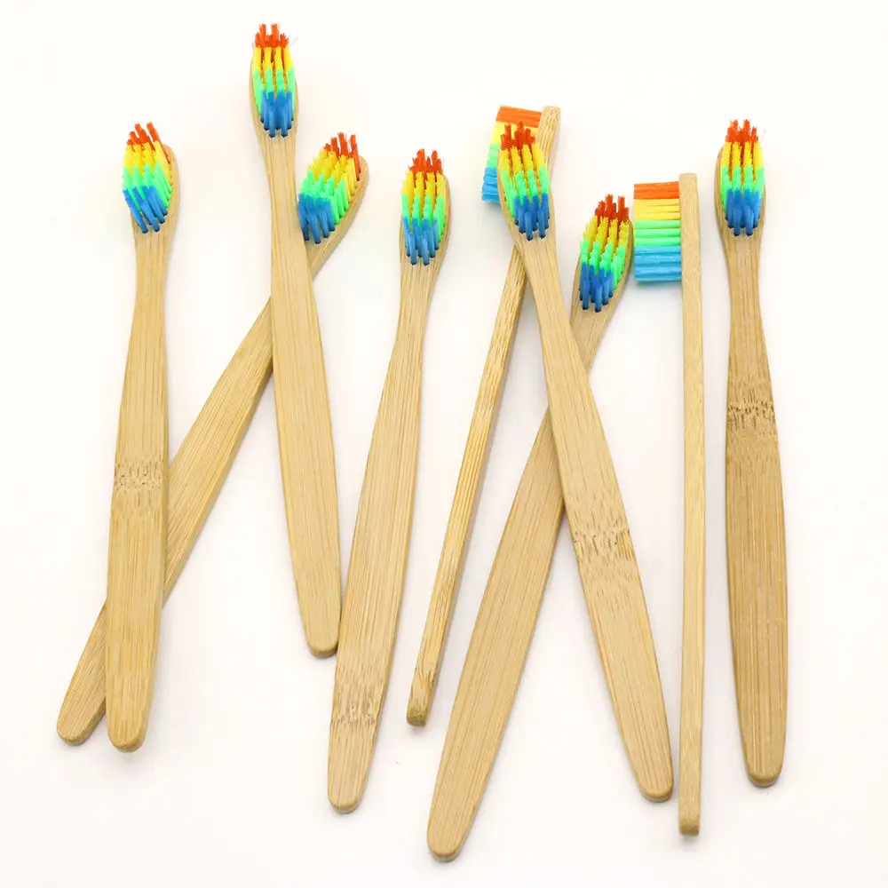 1 piece of wood bamboo cute rainbow colorful head bamboo toothbrush soft bamboo fiber wooden handle adult children oral care - AliExpress - Image 5