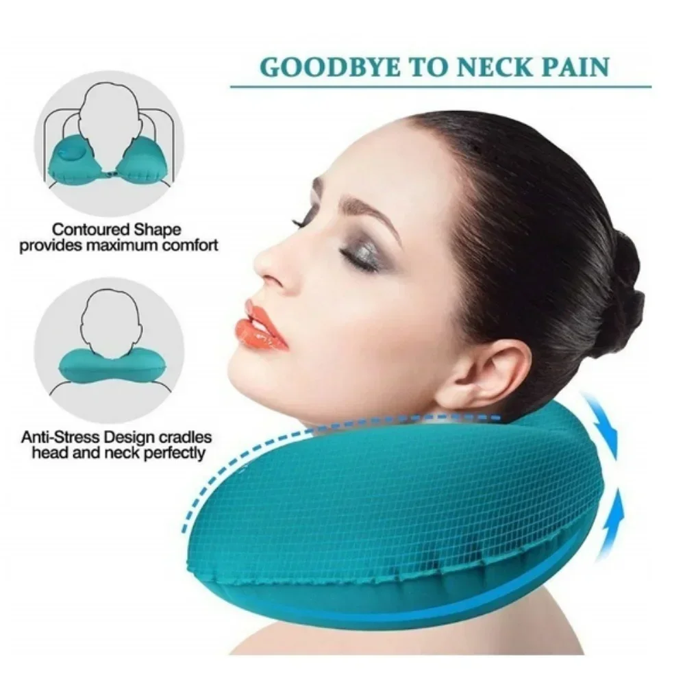 U-type Neck Cushion Inflatable Pillow with Air Pressure Ring for Outdoor Travel Neck Pillow for Use in Cars, Trains and Airplane - AliExpress - Image 4