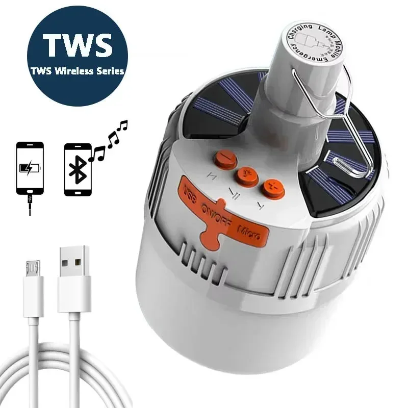 LED Bluetooth Audio Solar Speaker Camping Lamp USB Charge Lantern Portable Mini Speaker Night Light Hanging Bulb TWS Couplet – AliExpress