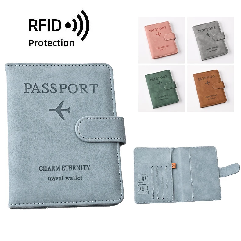 PU Magnetic Buckle RFID Travel Passport Cover Passport Protection Case Flight Ticket Clip Passport Holder Id Card Holder Unisex - AliExpress 1524 - Image 2