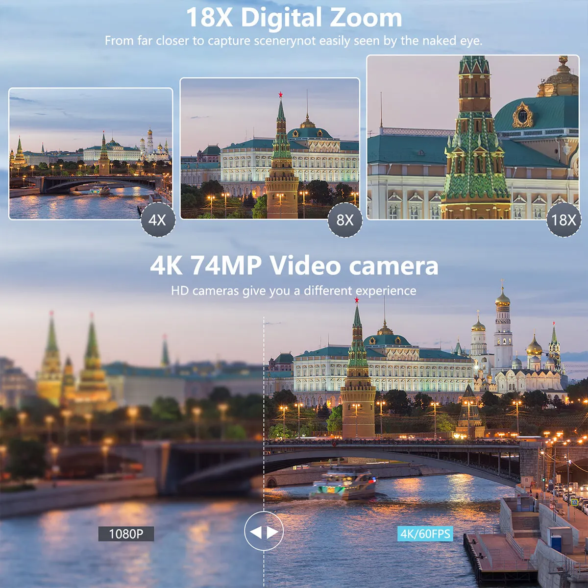 75MP Digital Camera for Photography & Video, 4K VloggingCamera with 3inch Touch Flip Screen &18X Digital Zoom, AutofocusCompact - AliExpress - Image 4