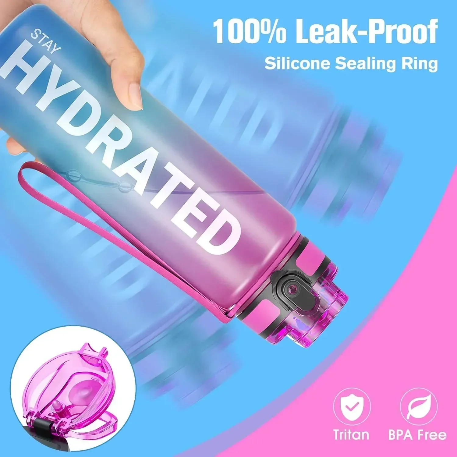 32oz Water Bottle Motivational Sport Water Bottle Leakproof Drinking Bottles Outdoor Sports Travel Kettle Drinking Water Bottle - AliExpress - Image 2