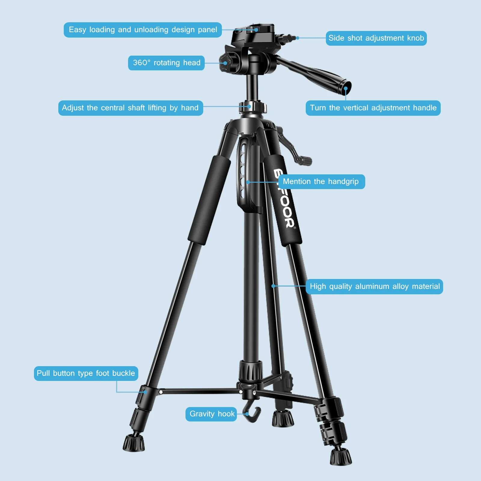 Phone Travel Self Tripod Aluminum Tall 55” 140CM Stand With Quick Plates Mount Pan Head For Canon Nikon DSLR SLR Digital Camera - AliExpress - Image 4