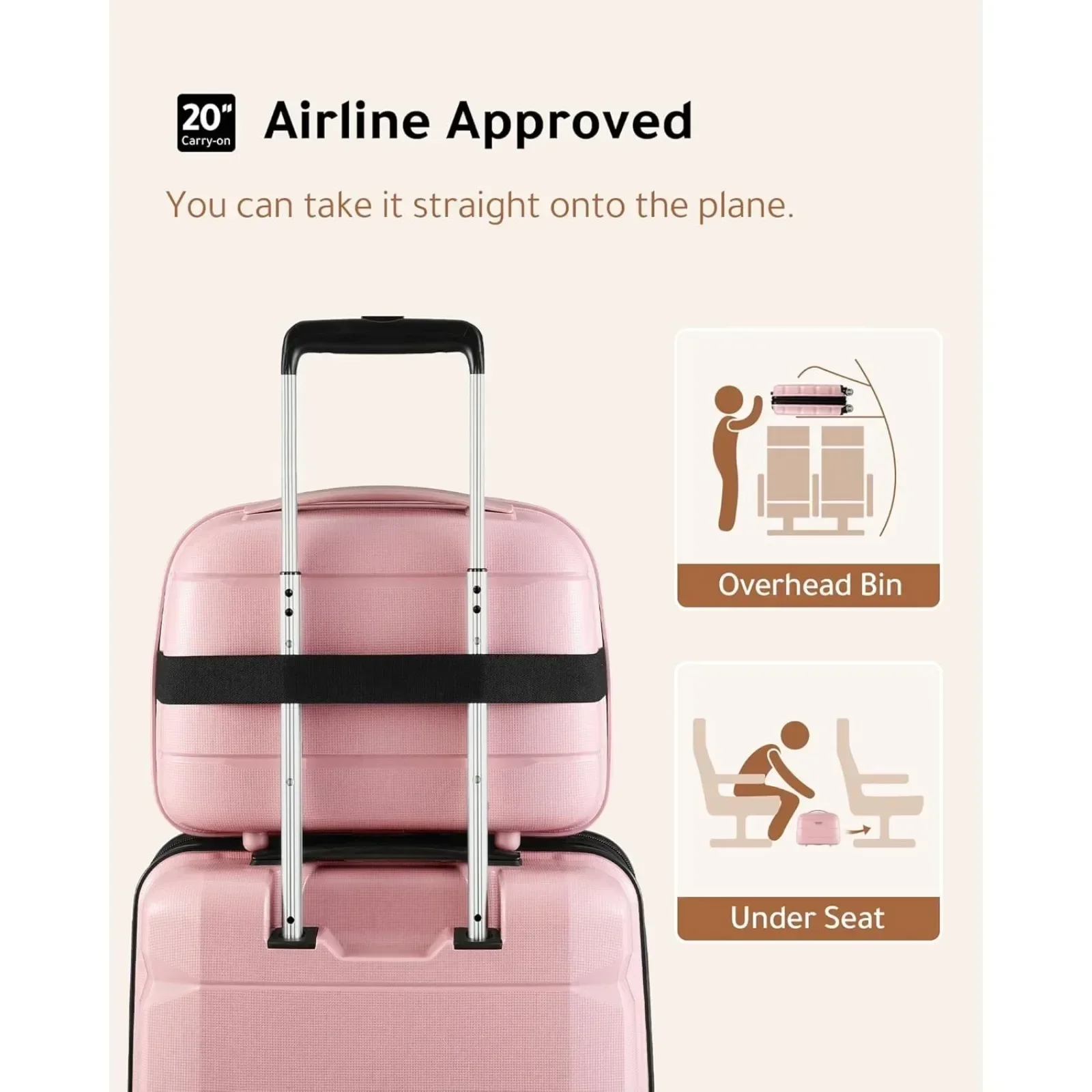 2pcs LUGGEX Carry on Luggage with Spinner Wheels, Lightweight Suitcase 2 Piece, Expandable (Pink, 14/20) - AliExpress - Image 5