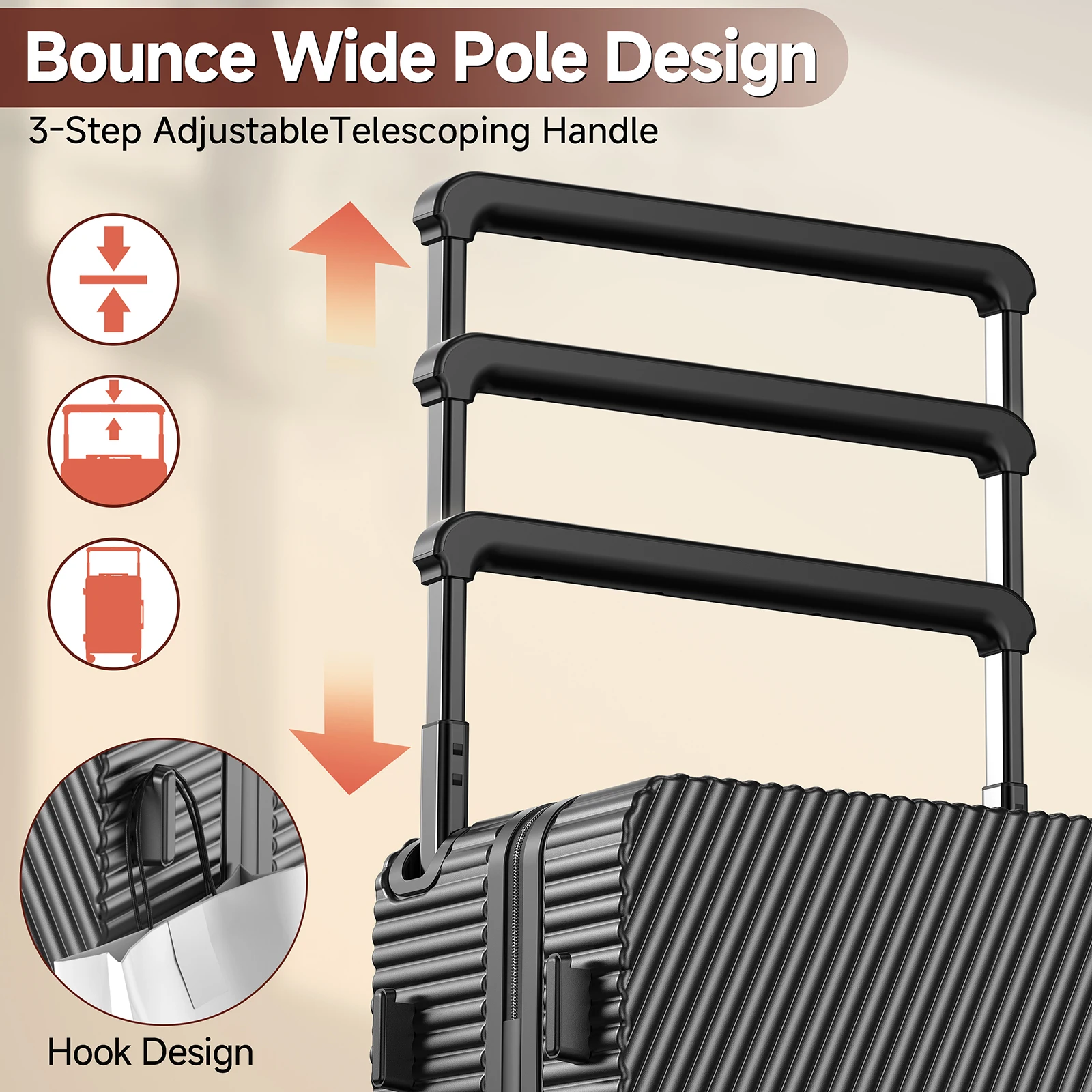 Lightweight 22 Carry on Luggage, Hard Shell Suitcase with 360°Spinner Wheels, Airline Boarded Suitcase & LSA Lock Dual Zippers - AliExpress - Image 2