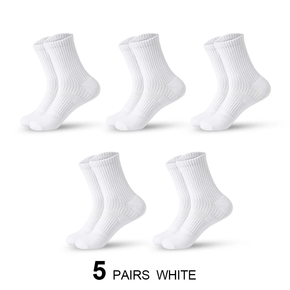Mens Moisture Wicking Outdoor Hiking Work Cotton Socks Compression Cushion Crew Socks Leisure Men Black Socks 5 Pairs - AliExpress - Image 6