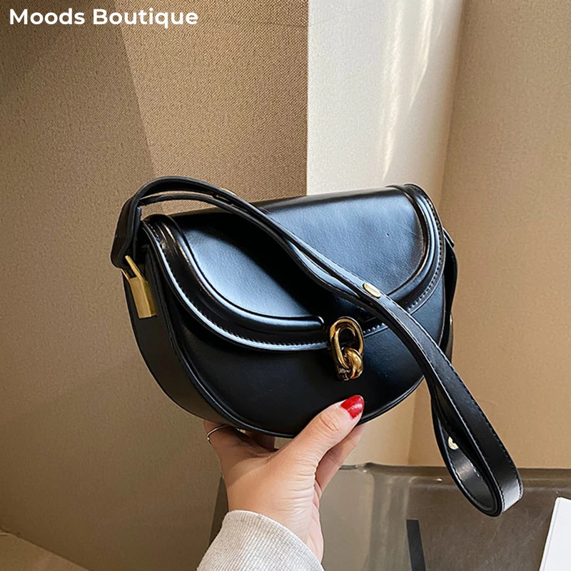 MOODS Retro Crossbody Bags For Women Pure Color Metal Lock Mini Saddle Shoulder Bag 2023 Luxury Designer Purses And Handbags Sac – AliExpress