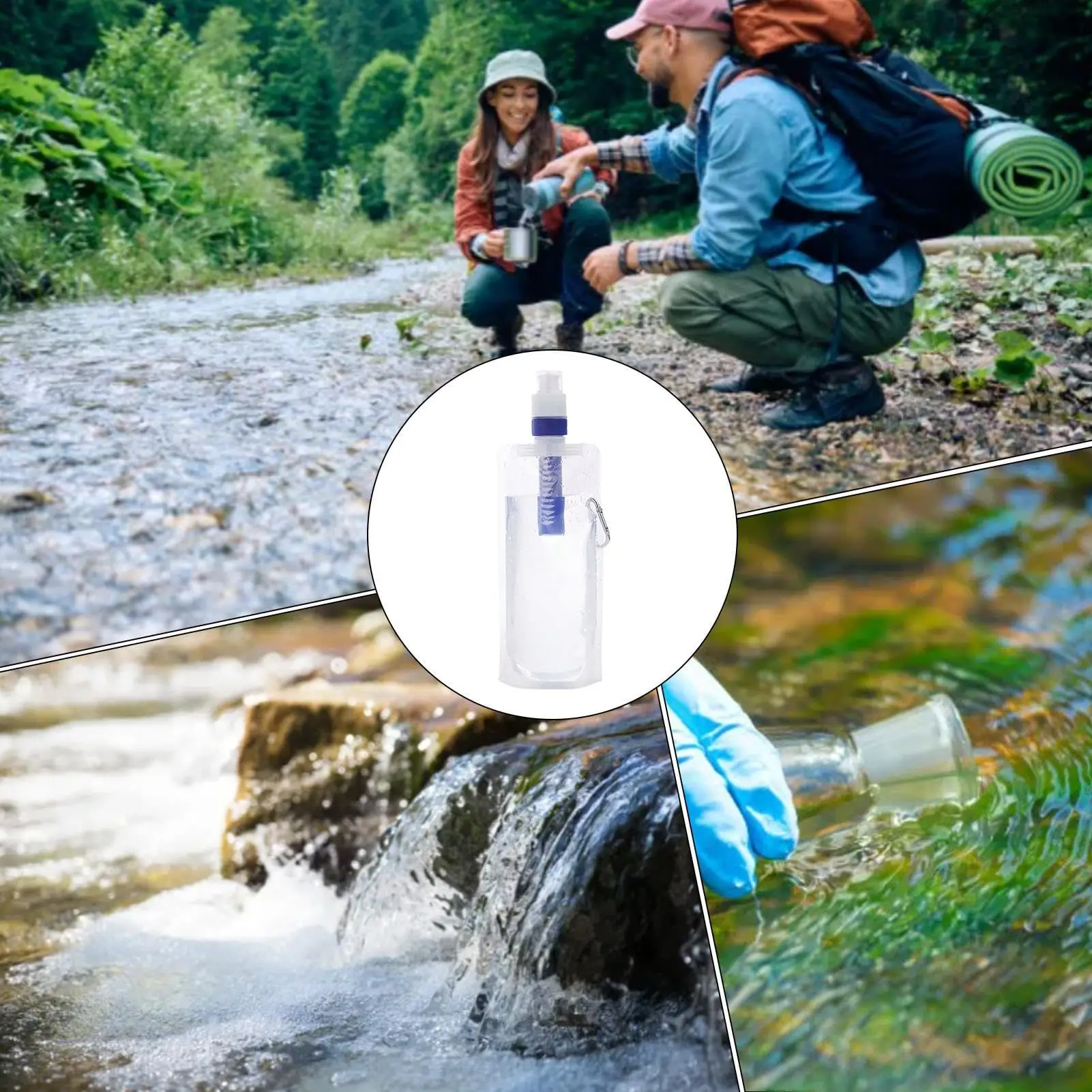 1000ml Foldable Filtered Water Bottle Filter Straw Reusable Squeeze Water Bag With Filter Leak Proof for Outdoor Backpacking - AliExpress 18 - Image 4