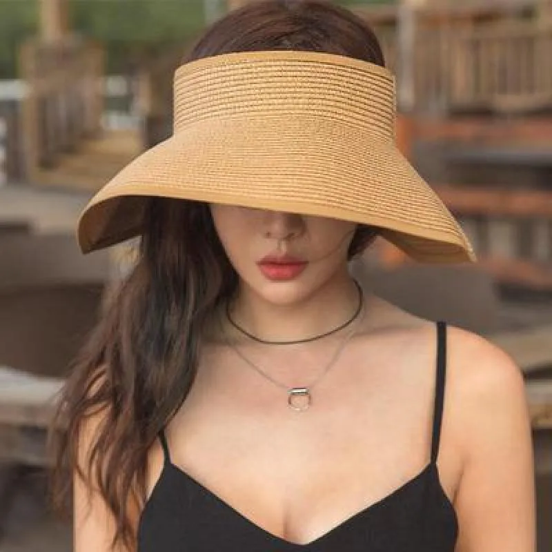 Summer Hats For Women Roll Up Sun Visor Wide Brim Straw Hat Summer Foldable Packable UV Protection Cap for Beach Travel Bonnet - AliExpress - Image 3