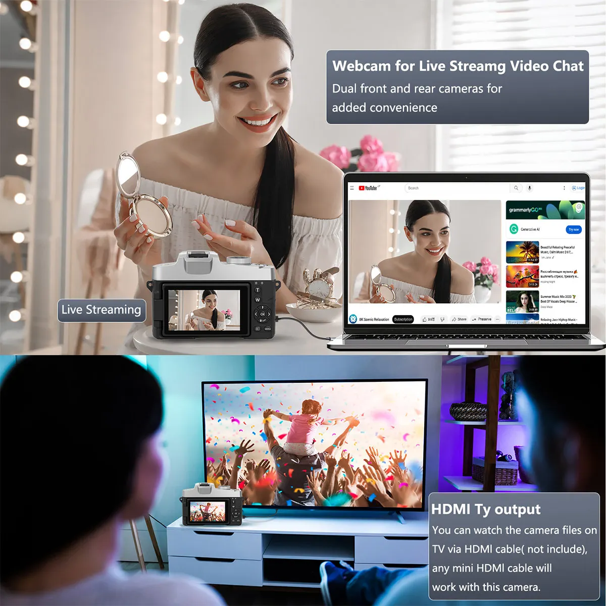 75MP Digital Camera for Photography & Video, 4K VloggingCamera with 3inch Touch Flip Screen &18X Digital Zoom, AutofocusCompact - AliExpress - Image 2