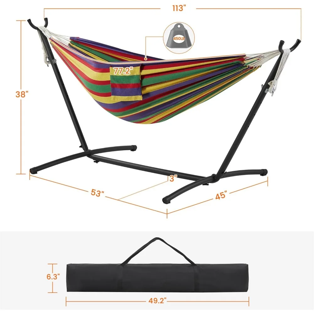 Double Hammock w/Stand, 2-people Hammock & Stand Set w/Storage Bag & Carrying Bag, Outdoor/Indoor Heavy-duty Portable - AliExpress - Image 3
