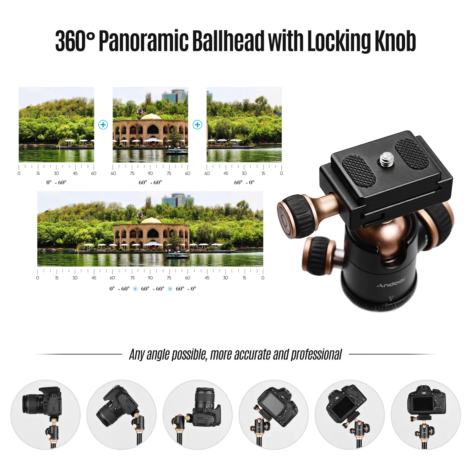 Andoer Q160SA Tripods Camera Tripod with Panoramic Ballhead Tripod for DSLR Digital Cameras Camcorder Canon Nikon Sony Camera - AliExpress - Image 3