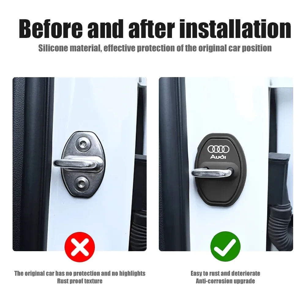 2/4Pcs Silicone Car Door Lock Buckle Car Door Latch Mute Damping Cushion For Audi Sline A1 A3 A4 A5 A8 Q3 Q5 Q7 S3 S4 S5 S6 S7 S - AliExpress - Image 3