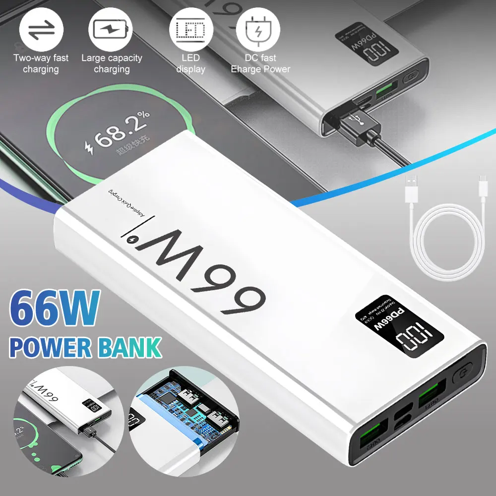 66W Super Fast Charging Portable Power Bank 20000mAh Dual USB PD20W External Battery Charger Powerbank for iPhone Xiaomi Huawei – AliExpress