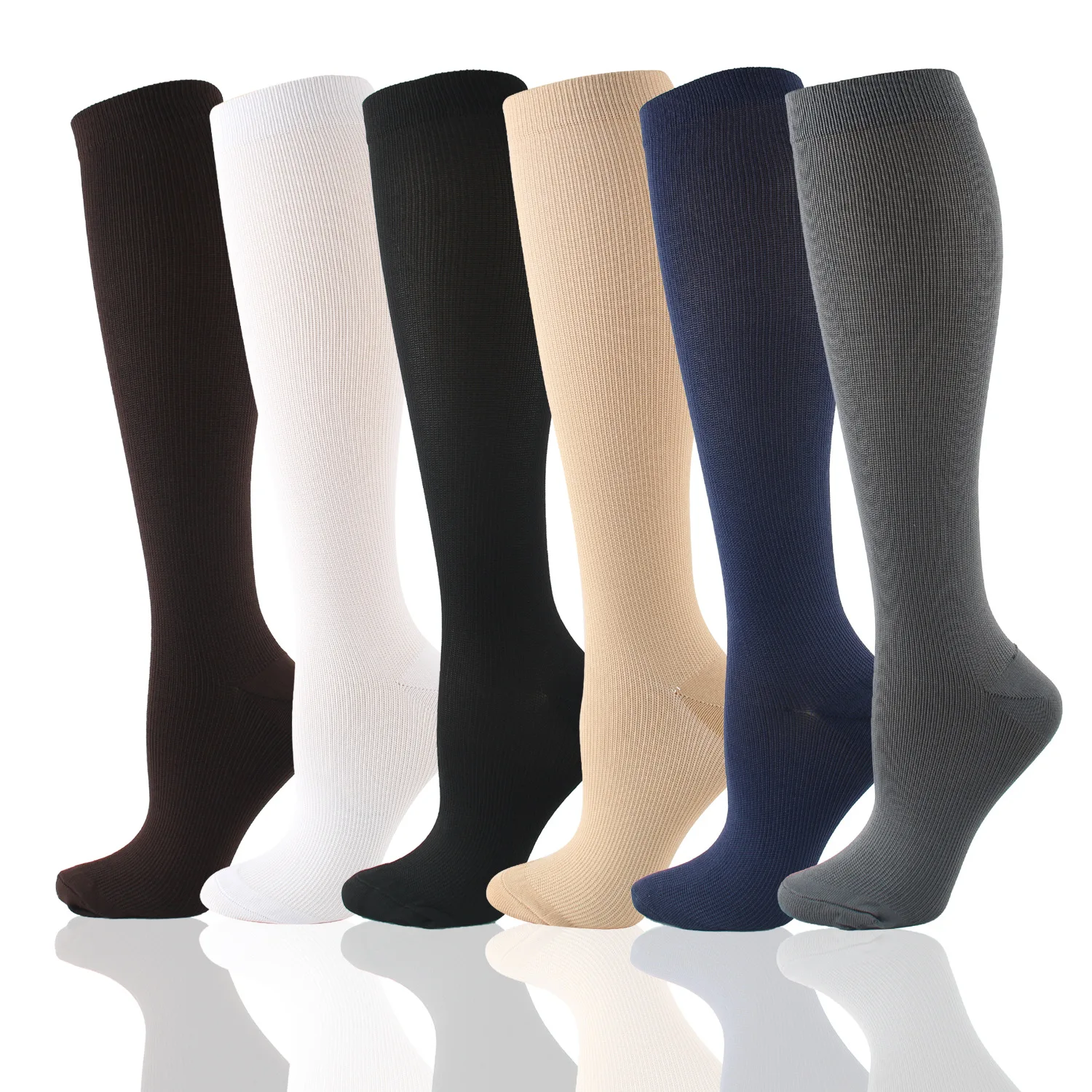 6 Pairs Solid Color Compression Socks Nurse Compression Socks Black Skin Color - AliExpress - Image 4