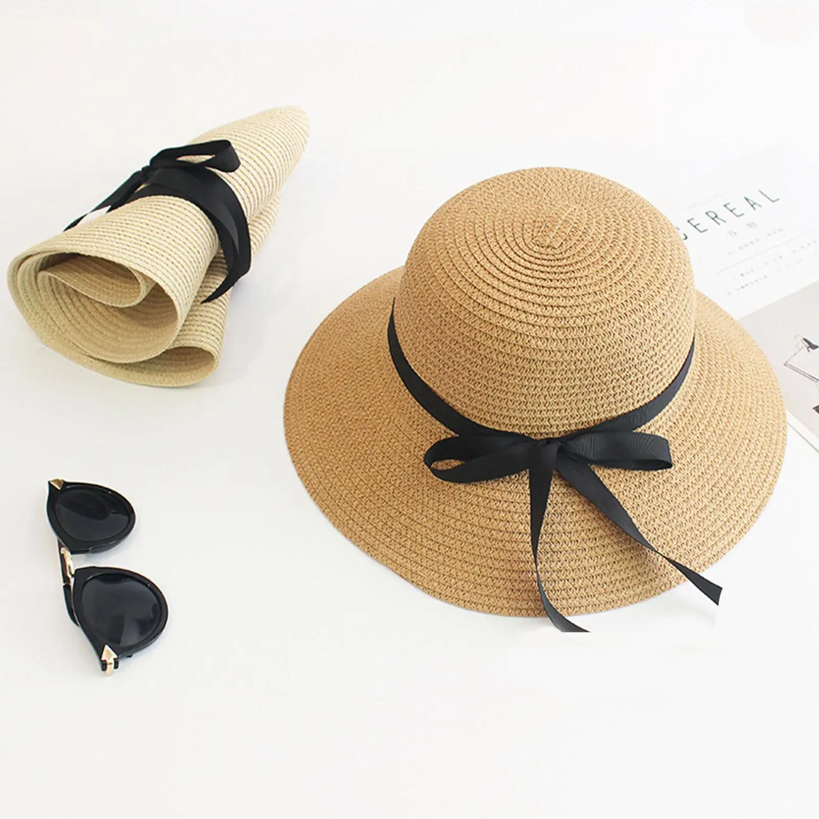 Summer Straw Hat Big Wide Brim Foldable Beach Sun Hat Straw Floppy Sun Block UV Protection Hat Ladies Outdoor Travel Straw Hat - AliExpress - Image 5