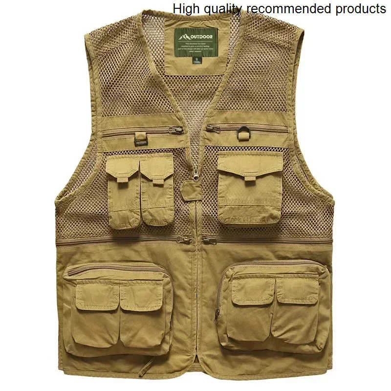 Mens Vests Sleeveless Jacket Brand Cotton Casual Multi Pocket Vest Plus Size S-6XL Travel Journalist Waistcoat Mesh Photography - AliExpress - Image 4