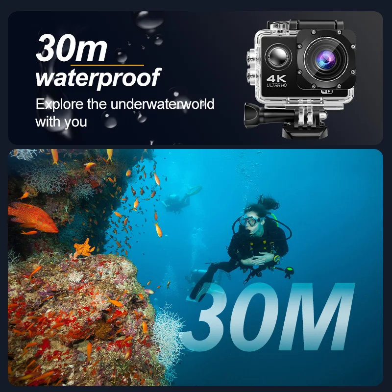 Action Camera Ultra HD 4K/30fps WiFi 2.0-inch 140D Underwater Waterproof Helmet Video Recording Cameras Bicycle Vlog Camera - AliExpress - Image 4