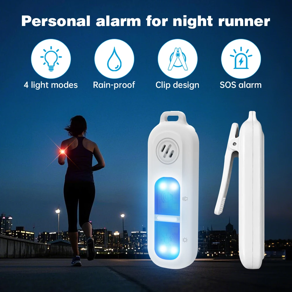 Personal Safety Alarm Keychain 130dB for Women USB Rechargeable Protection Emergency LED Light Alarm for Night Running Outdoor - AliExpress - Image 2