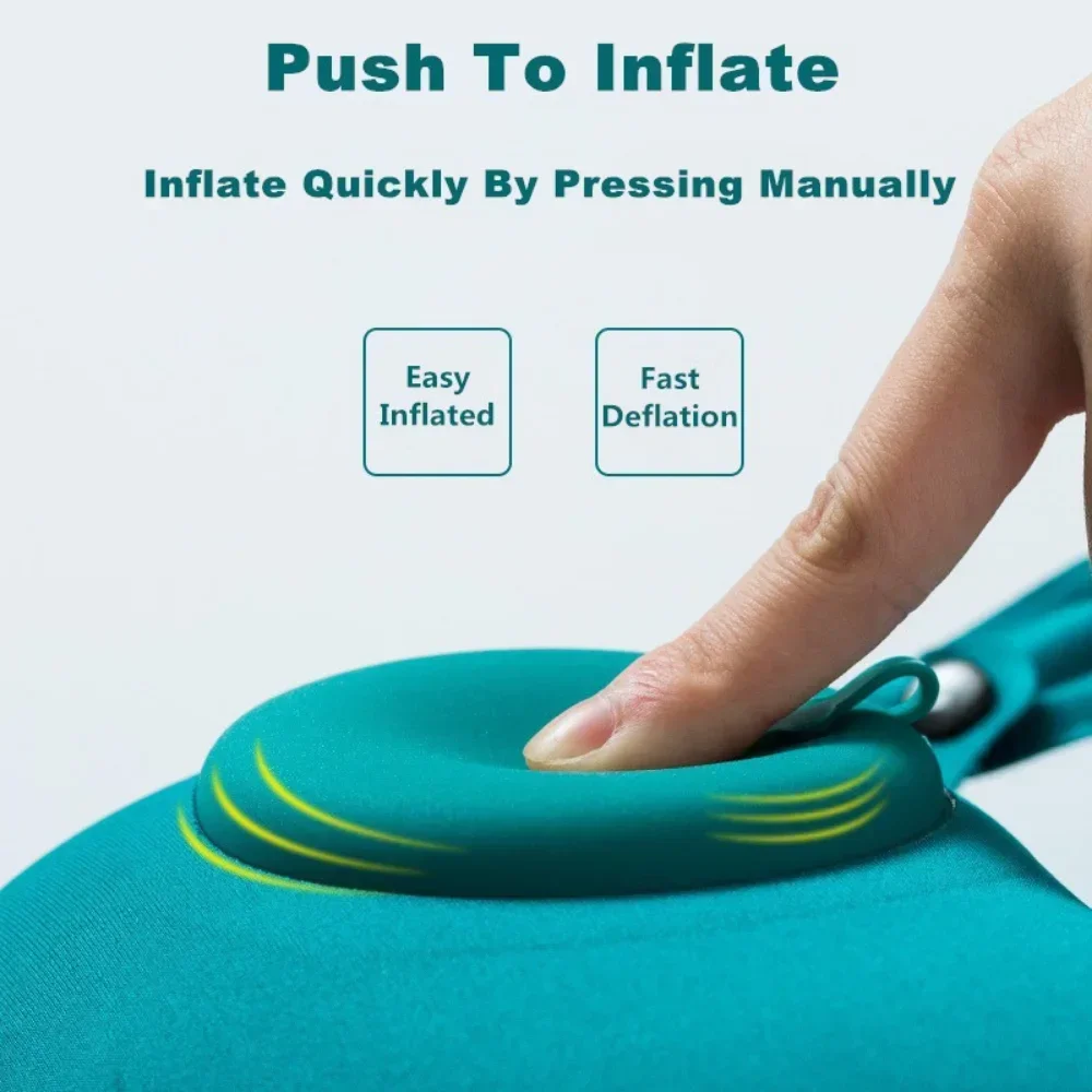 U-type Neck Cushion Inflatable Pillow with Air Pressure Ring for Outdoor Travel Neck Pillow for Use in Cars, Trains and Airplane - AliExpress - Image 2