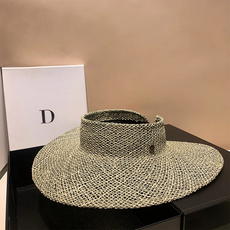 DO simple and exquisite empty top hat, women's face covering sunscreen straw hat, big edge travel sun hat, fashionable beach hat - AliExpress - Image 6