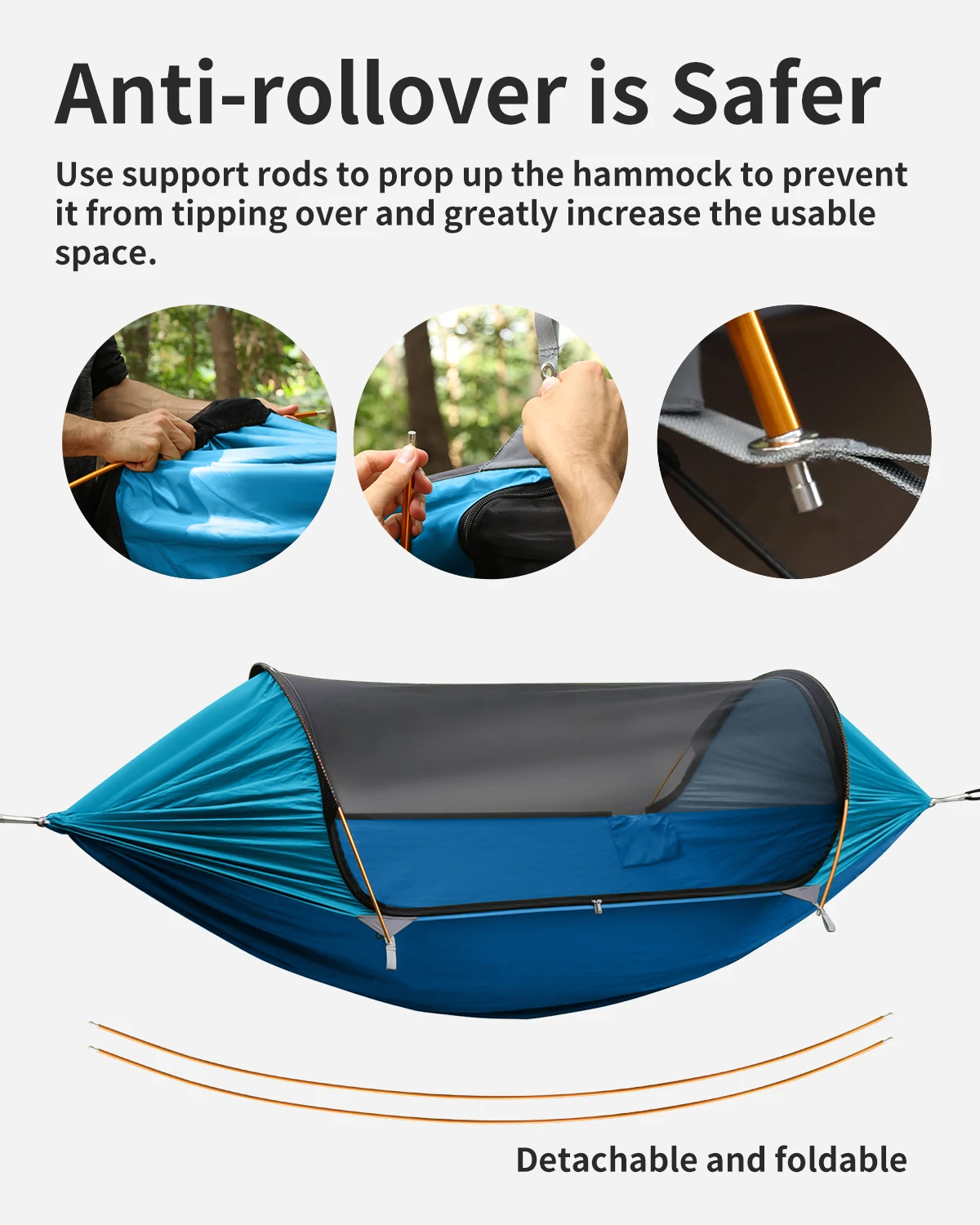 Camping Hammock with Net and Removable Sunshade Easy Setup & Pack Perfect for Hiking Backpacking Outdoor Travel - AliExpress - Image 6