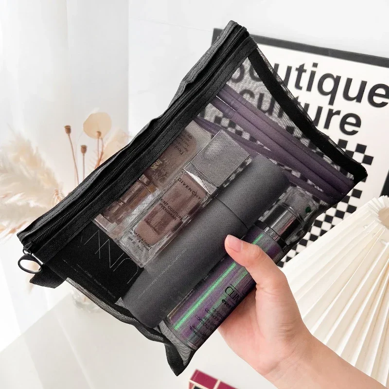 1/3pcs Mesh Clear Cosmetic Bags Small Large Black Makeup Bag Portable Travel Toiletry Organizer Case Lipstick Storage Pouch - AliExpress - Image 3