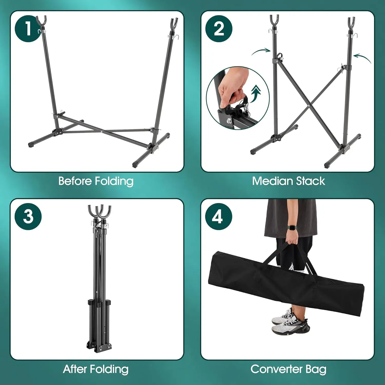 Hammock Chair with Stand Included Hanging Chair Macrame Boho Handmade Adjustable Swing with Headrest and Side Pocket Indoor Outd - AliExpress - Image 2