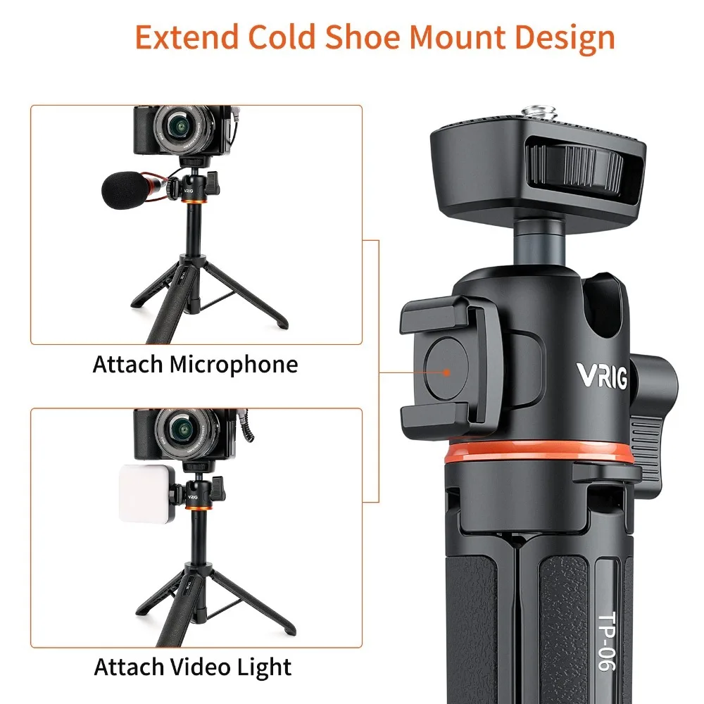 TP-06 Mini Extend Phone Tripod Stand Bracket Camera Tripod 360° Ball Head Cold Shoe Selfie Stick for iPhone 14 13 12 GoPro - AliExpress - Image 4