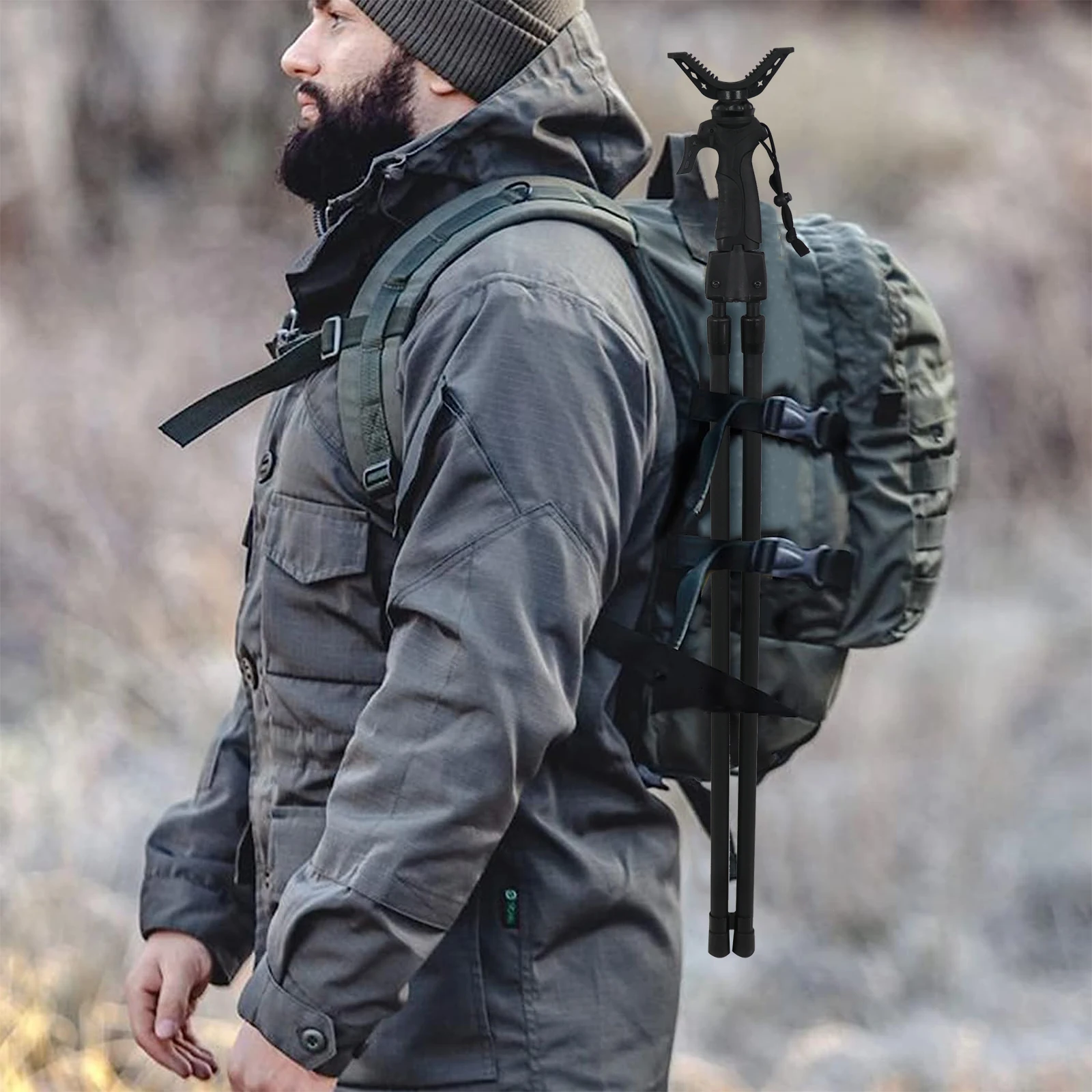 Shooting Stick Camera Telescopes Aluminum Shooting Tripod Adjustable Height V Yoke Head Holder with Trigger for Outdoors - AliExpress 18 - Image 5