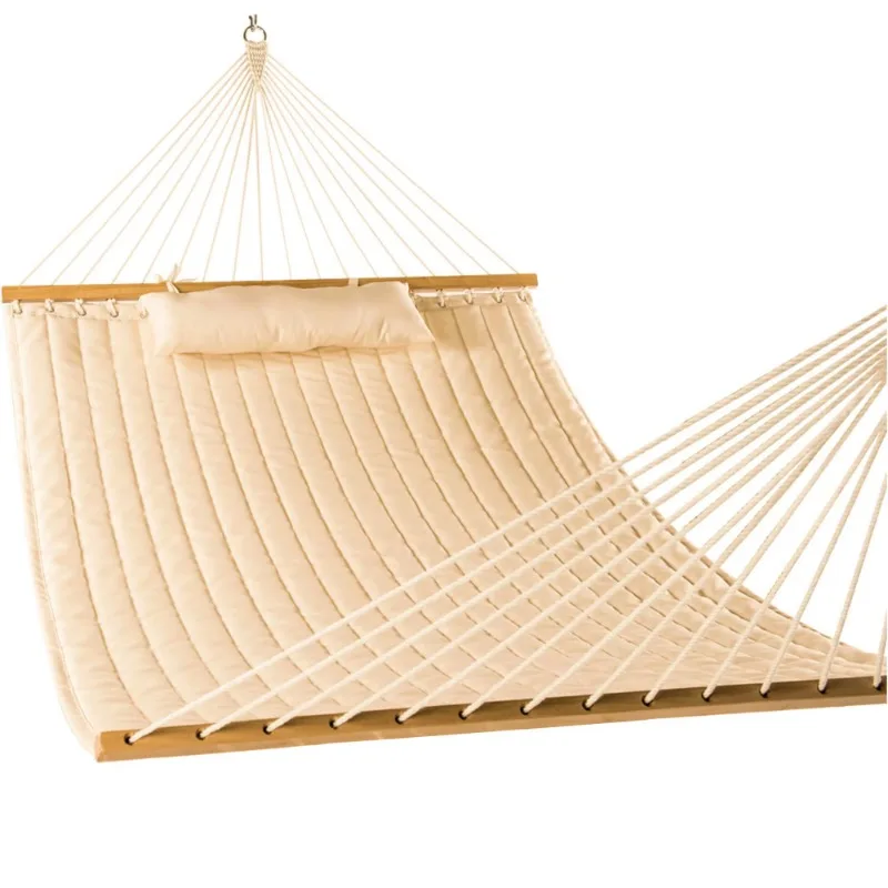 12 FT Double Quilted Fabric Hammock with Spreader Bars and Detachable Pillow, 2 Person for Outdoor Patio Backyard - AliExpress - Image 5