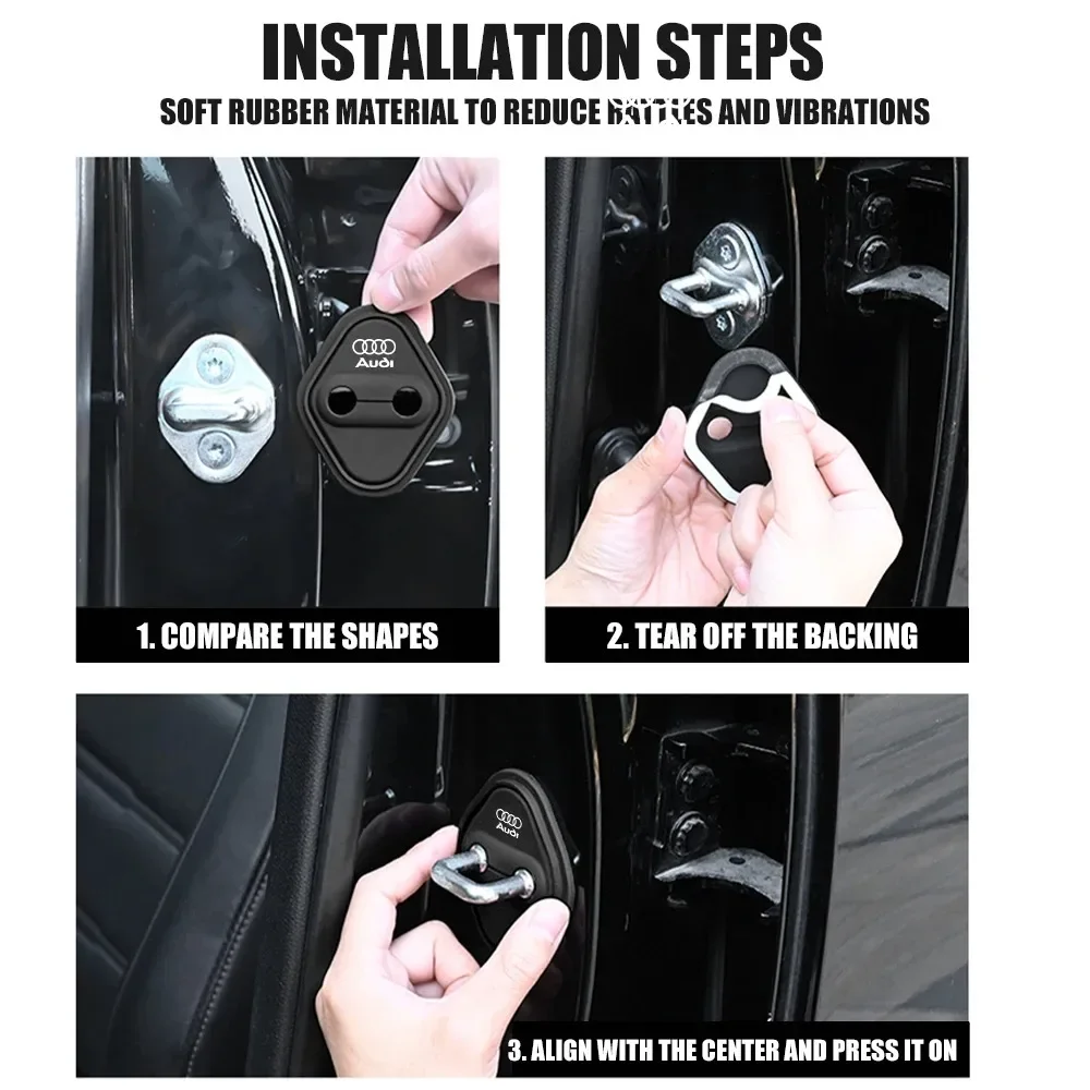 2/4Pcs Silicone Car Door Lock Buckle Car Door Latch Mute Damping Cushion For Audi Sline A1 A3 A4 A5 A8 Q3 Q5 Q7 S3 S4 S5 S6 S7 S - AliExpress - Image 5