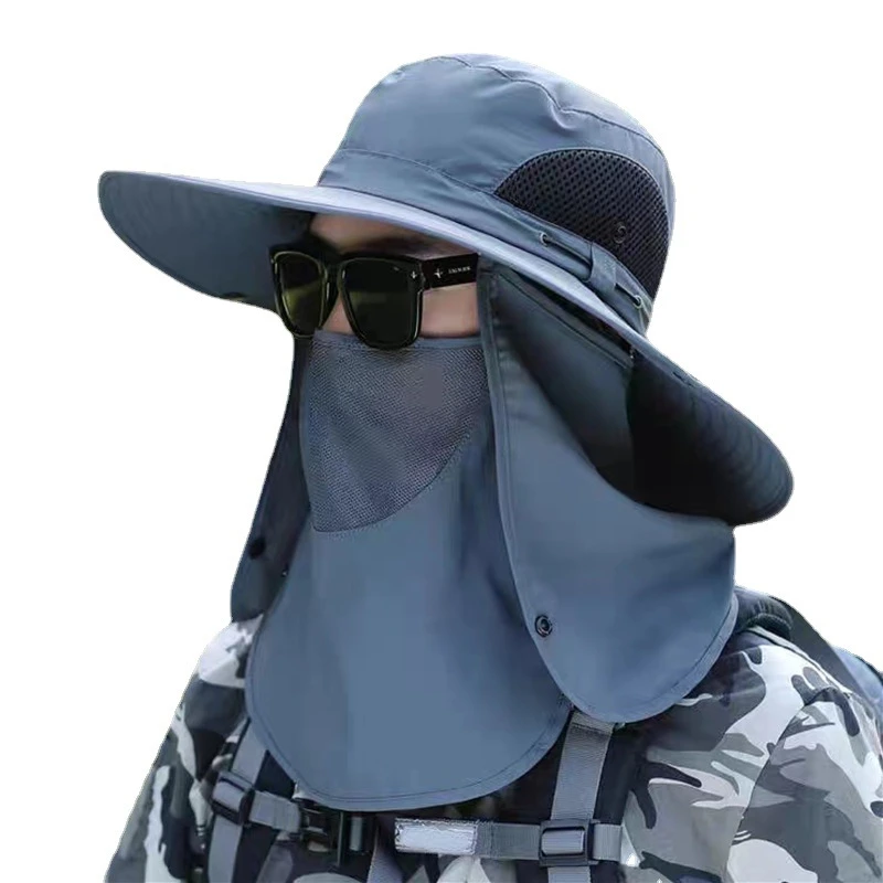 UPF50+ Fishing hat Sun shading large eaves mountain climbing mask mesh breathable outdoor UV protection detachable full face – AliExpress 200000297