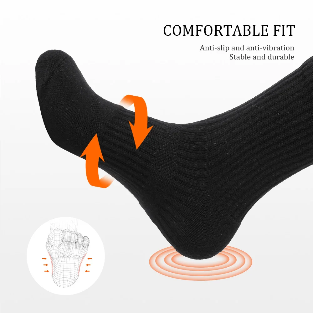 Mens Moisture Wicking Outdoor Hiking Work Cotton Socks Compression Cushion Crew Socks Leisure Men Black Socks 5 Pairs - AliExpress - Image 5