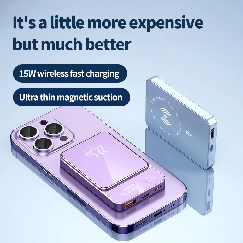 10000mAh high-capacity magnetic wireless charging power bank, portable fast charging, suitable for iPhone/Samsung/Xiaomi - AliExpress - Image 2