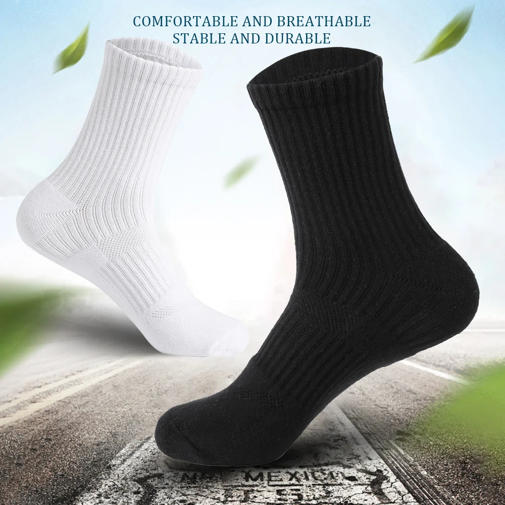 Mens Moisture Wicking Outdoor Hiking Work Cotton Socks Compression Cushion Crew Socks Leisure Men Black Socks 5 Pairs - AliExpress - Image 2