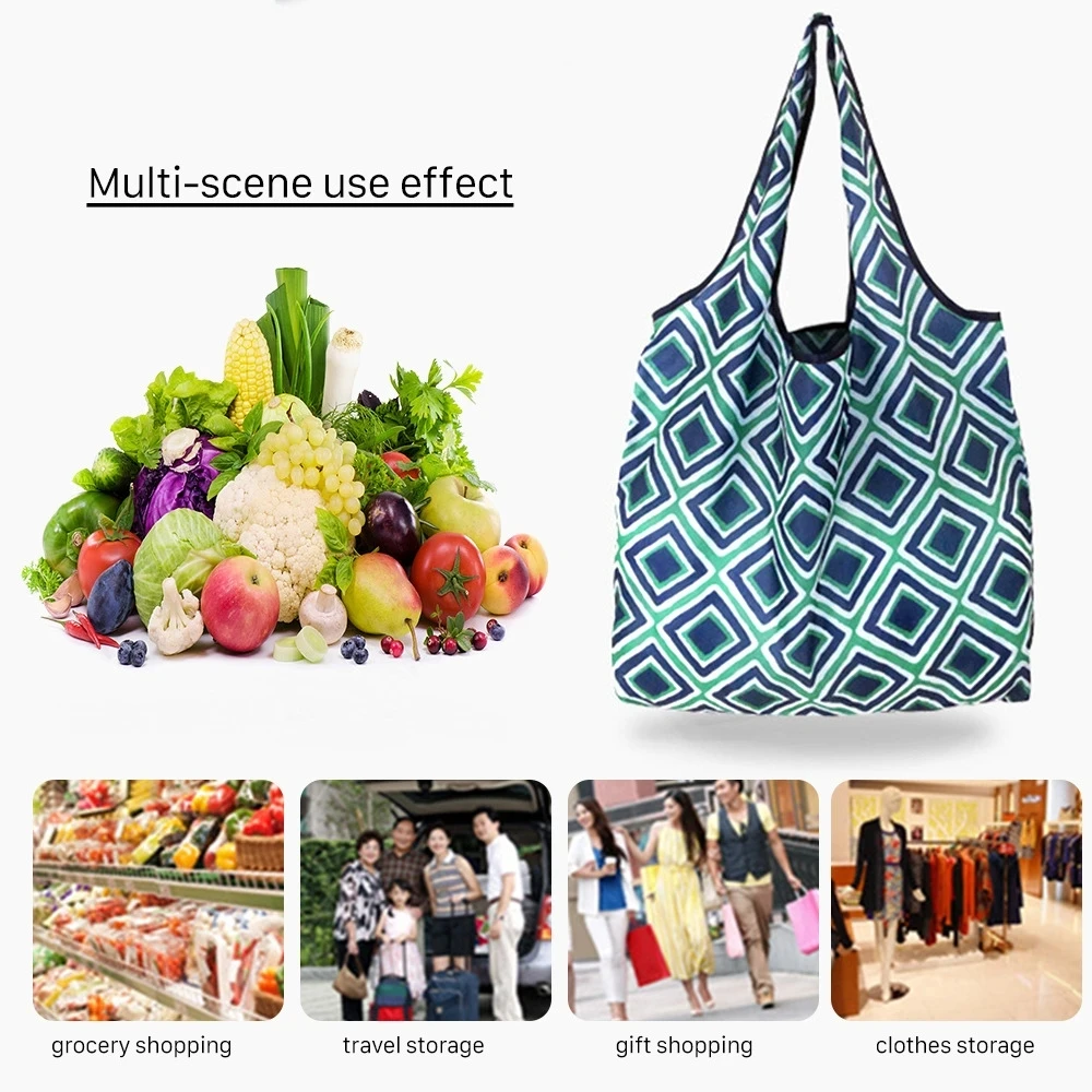 Big Eco-Friendly Folding Shopping Bag Reusable Portable Shoulder Handbag Travel Grocery Fashion Pocket Tote Heavy Storage Bags - AliExpress 15 - Image 3