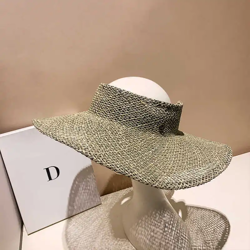DO simple and exquisite empty top hat, women's face covering sunscreen straw hat, big edge travel sun hat, fashionable beach hat - AliExpress - Image 2