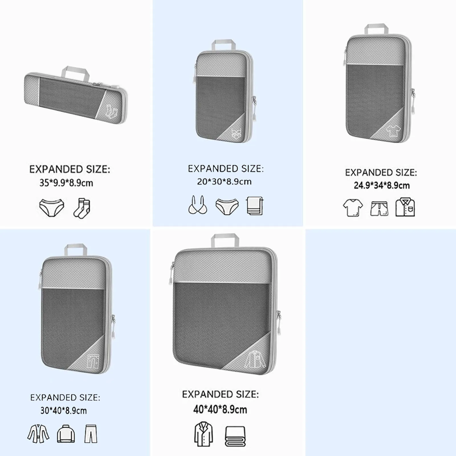 5 Set Compression Packing Cubes for Travel, Lightweight Vacation Travel Essentials,Durable, for Carry-on Luggage - AliExpress - Image 2