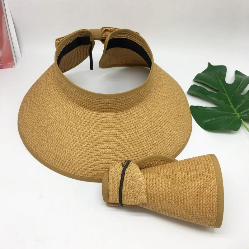 Summer Hats For Women Roll Up Sun Visor Wide Brim Straw Hat Summer Foldable Packable UV Protection Cap for Beach Travel Bonnet - AliExpress - Image 2