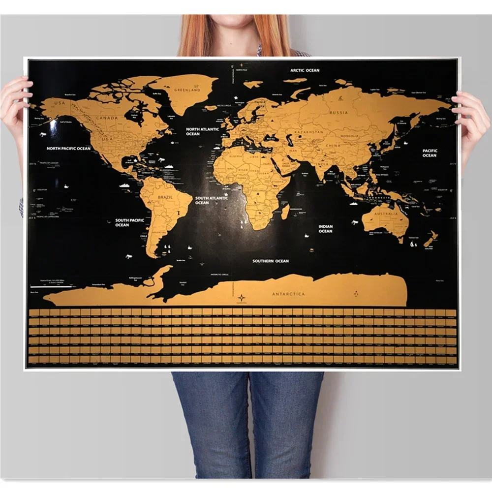 Deluxe Travel Scratch World-Maps, Ability to mark trip maps Travel Journal Scratch off Maps Wall Art Poster Room Office Decor A0 - AliExpress - Image 2