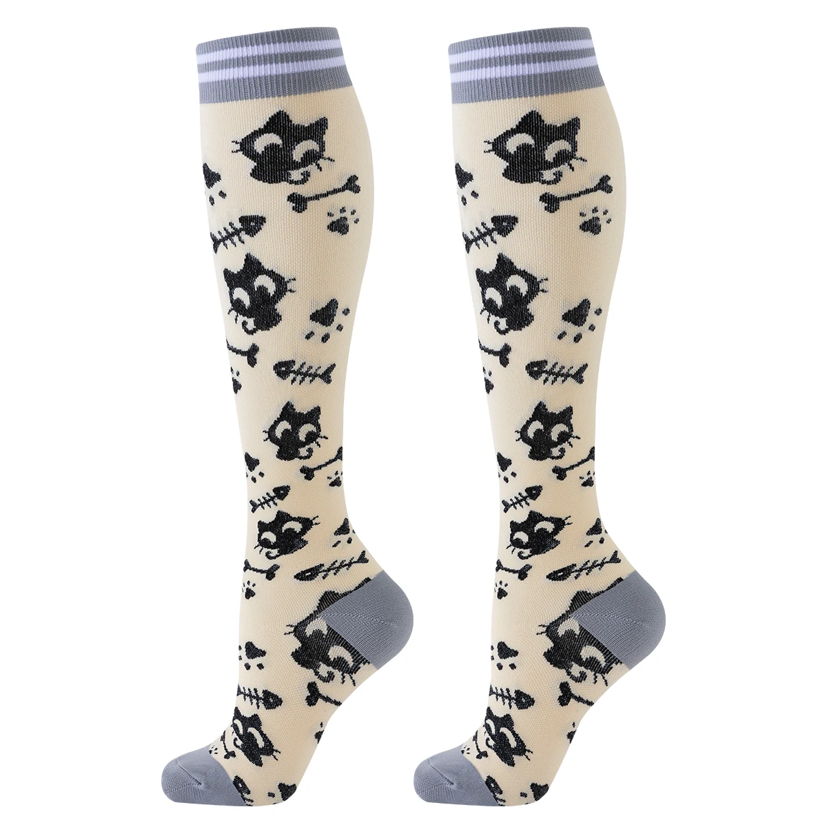 5 Pairs Cat Compression Socks Nurse Compression Socks Sport Knee High compression stocking - AliExpress - Image 2