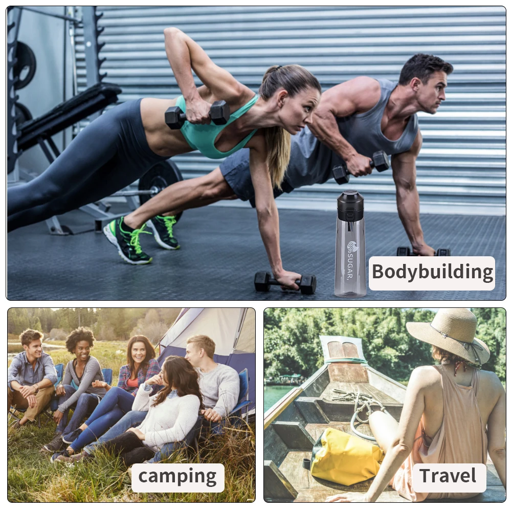 650ML Flavored Water Bottle with Straw Portable Gym Fitness Bottle Drink More Water Reusable Cup for Camping Hiking Fishing - AliExpress - Image 6