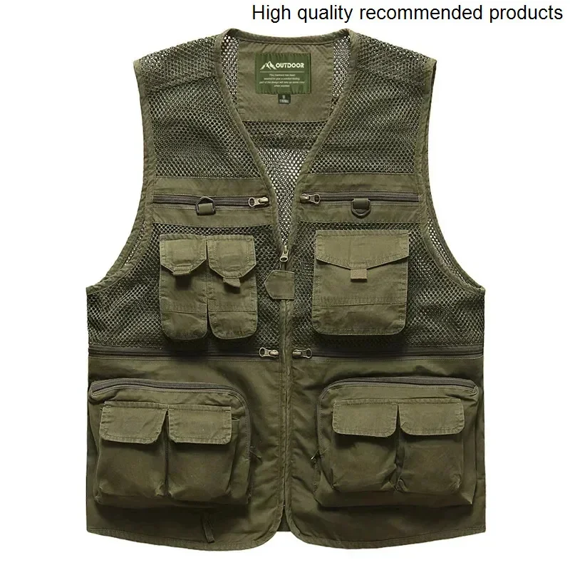 Mens Vests Sleeveless Jacket Brand Cotton Casual Multi Pocket Vest Plus Size S-6XL Travel Journalist Waistcoat Mesh Photography - AliExpress - Image 6
